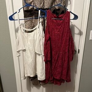 Red and White Off-Shoulder blouses